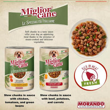 Load image into Gallery viewer, Miglior Cane Le Specialita Italiane Stew Chunks in Sauce with Chicken Dog Food 405g (3 cans)