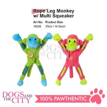 Load image into Gallery viewer, Pawise 15026 Rope Tug Leg Monkey w/Multi Squeaker Chew Dog Toy 37cm - Dogs And The City Online