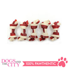 Load image into Gallery viewer, KIND REWARDS 9633 Bare Bones Knotted 2" Chicken Flavor 100% Rawhide Free With Real Chicken Treats Inside Small Dog Treats 264g