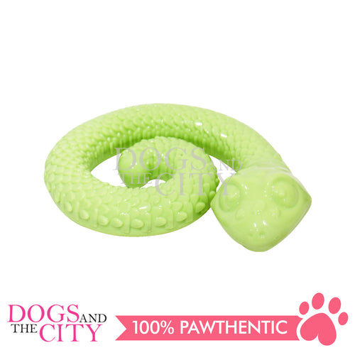 PAWISE 14475 Treat Dispenser for Pets - Coiled Rubber Toy Snake Design for Dog 14x18cm